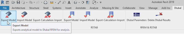 Option for model output in the software menu using special functionalities.